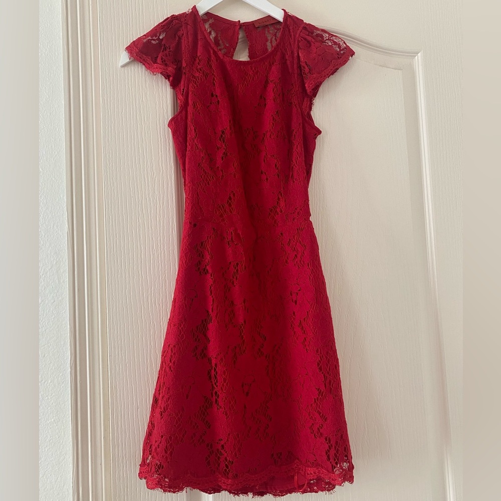 Red lace dress